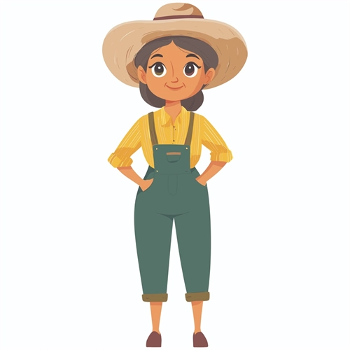 At the Farm Theme Girl Farmer Transparent Sticker